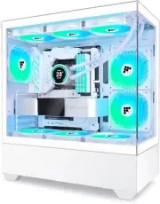 PC Case - Pre-Installed 5 PWM ARGB Fan, ATX Mid-Tower Gaming PC Case, F1 (White,
