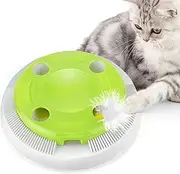 PETTOM Interactive Cat Toys 8 Holes Hide and Seek Mouse Catching Game, Whack A Mole Smart Ambush Exercise Cat Toy, Automatic Feather Cat Toy Battery Powered