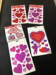 VTG COLOR CLINGS Valentine's Day Cupid Hearts Static Window Decoration New-most