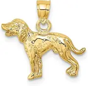 [JewelryWeb] 10k Solid Yellow Gold Dalmatian Animal Pet Dog Charm 17.2mm Long Pendant Necklace for Women