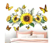 Sunflower Wall Stickers with 3D Butterfly Wall Sticker,Sunflower Wall Stickers,Wall Stickers for Bedroom