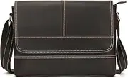 [newsbirds] Men's Genuine Leather Shoulder Bag Retro Messenger Casual Business Handbag Shoulder Bags Briefcase Made of Genuine Buffalo Leather, 9358 dark brown