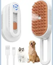 4 in 1 Cat Steamy Brush Cleanser with Foldable Handle,Spritz Defur Comb for Pet