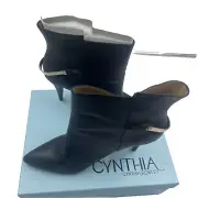 OPNBX Cynthia Rowley "ESIDE" Black Leather Ankle Boots 9 Gorgeous Pumps