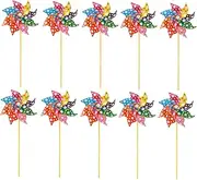 MERRYHAPY 10pcs Colorful Cartoon Windmills Festive Garden Decor Eye Catching Wind Spinners for Outdoor Decoration for Parties Lawns and Childrens Play