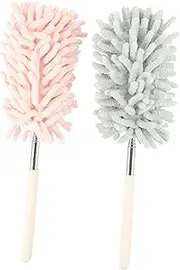 CHILDWEET 2Pcs Bendable Dust Cleaning Duster Retractable Hand Duster for Efficient Dust Sweeping for Ceiling Fans Furniture and Hard to Reach Areas Machine Washable