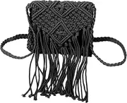 [BESPORTBLE] Woven Crossbody Bag for Women Stylish Boho Shoulder Purse with Tassels Versatile Beach Vacation Accessory Soft Knitted Straw Design