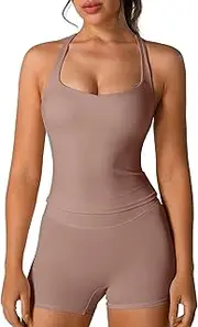 [ABOCIW] Womens Longline Sports Bras Workout Yoga Gym Athletic Tops Square Neck Racerback Camisole Padded Crop Tank Tops