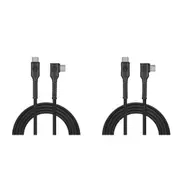 2x Bonelk Long-Life Easy Grip 2m Male USB-C Cable Right Angle Charger 100W Black