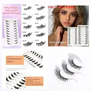 Natural Curling 10 Pairs of Half Eye False Eyelashes Long Wispy Cosmetic Tool