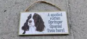 A Spoiled rotten Springer Spaniel lives here! Wood Sign w/Hanger, Fidelity, New