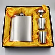 CNFLASK Brush Finish Hip Flask & Funnel 304 Stainless Steel Brushed Whiskey Flask (1, 6oz Gift Set)