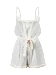 White Braid Detail Belted Playsuit