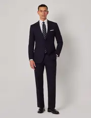 Hawes & Curtis Midnight Blue Semi Plain Wool Slim Fit Suit Size: One Size