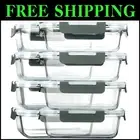 Airtight Glass Storage Containers with Silicone Seals - 8-Pack - Microwave Safe