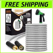 100ft Stainless Steel Heavy Duty Garden Hose - No-Kink, Lightweight & Flexible