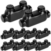 10 Pcs Insulated Wire Connectors Black in-line Splice Connector 2 Port Multi ...