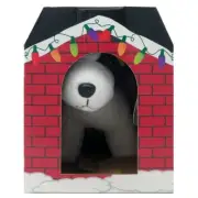 Beverly Hills Teddy Bear 7" Plush Black and White Santa Paws with House