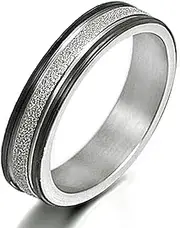 [Gemini] Custom Engrave Two Tone Silver Sparkle and Black Promise Anniversary Couple Wedding Titanium Ring Valentine's Day Gift