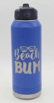 BEACH BUM POLAR CAMEL 32 oz DOUBLE WALL INSULATED WATER BOTTLE FLIP LID W/ STRAW