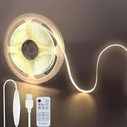 Clearhill 5V USB COB LED Strip Lights with Remote Dimmable Switch,16.4FT/5M,Natural White 4000K,320LEDs/M,8mm Width,Not Waterproof IP20,1.5M USB Switch Cable,for DIY Home Indoor Decoration