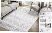 Moroccan Washable Rug 5x7, Ultra Soft Bohemian Distressed Tribal Non 5'x7' Grey
