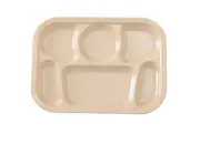Yanco China NS-803T Nessico Tan Melamine 13" x 9.5" 6 Compartment Plate - 1 Doz