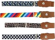 [TINEASUR] 4pcs Boys and Girls Stretch Waist Belts Buckle Elastic Belts for Boys and Girls for Children