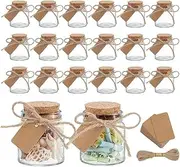 PH PandaHall 28pcs Small Glass Jars with Cork Stoppers, Mini Glass Bottles Wishing Bottle Clear Empty Bottles with Tag Label and Twine for Wedding Favors Message Party Decorations Gift 50ml/1.7oz