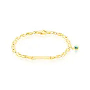 Zamel's 9ct Yellow Gold Silver Filled 15cm Children's Evil Eye ID Bracelet