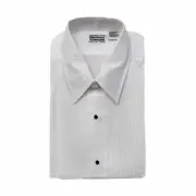 Mens White Tuxedo Shirt, Lay Down Collar & 1/8" Pleats