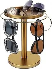 [Generic] Rotating Sunglass Organizer - Upgraded Large Capacity Sunglass Storage | Eyeglass Display Stand | 360-Degree Rotation With Tray | Jewelry Storage Organizer | Detachable Home Decoration For Watches