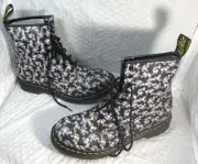 NEW Dr Martens Women's Floral Black Boots1460 W Mini Tydee 8 Eyelet US Size 11