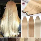 Invisible Tape In Skin Weft Real Remy Human Hair Extensions Straight Colored USA