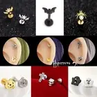 Skull Devil Punk Spooky Lip Ear Stud Ring Silver Black Gold Flat Back Piercing