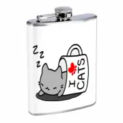 Chibi Cat Love Em1 Flask 8oz Stainless Steel Hip Drinking Whiskey