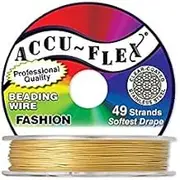Accu-Flex Beading Wire Nylon Stainless Steel Dijon Gold 49 strands 0.019" (0.4826mm) 100 Ft (30.48m)