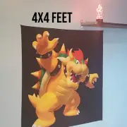 Bowser banner 4x4' Game Room tapestry wall flag Nintendo Super Mario Bros NES