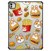 iPad Pro 11-inch (M4) iPad Impact Case Cute Corgi Hamburger & French Fries with Pizza Boba Tea - Kawaii Dog Cartoon Puppy with Fast Food