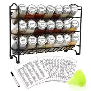Spice Rack with Jars - 21 Glass Spice Jars with 386 Spice Labels, 3 Tier Spic...