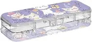 Yoogain Burmese Cats Purple Clear Plastic Pencil Box Double Deck Pens Case Hard For Kids With Snap Lid
