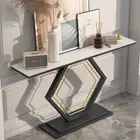 Heavy Duty Marble Console Table Solid Geometric Base Sofa Side Entryway Table