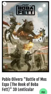 Pablo Olivera Battle of Mos Espa 3D L/E of 125 Book of Boba Fett, Print in hand