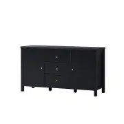 Design Square Nick Sideboard Buffet Unit W/ 2-Doors 3-Drawers Storage Cabinet - Black