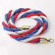 Rope Barriers, Rope Barrier Belt Grey Stanchion Rope 3/4/5/6Ft, Silver with Hooks, Braided Hemp Rope for Queue Divider, Rope Barrier 1/2/3M,Twisted Hemp Rope Queue Line Barrier(5ft/155cm)