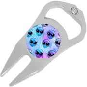 Alien Heads Golf Ball Marker Divot Repair Tool Bottle Opener