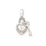 Sterling Silver Diamond Lock u0026 Key Pendant