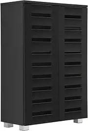 Luxsuite 4 Tier Wooden Shoe Storage Cabinet Shoe Organiser with Adjustable Shelf for 20 Pairs Shoes Black
