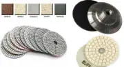 4" granite marble polish pad 48 + 2 Glaze Buffer + hoop and loop aluminum backer