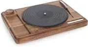 PICNIC TIME Turntable Cheese Board with Knife, Retro Vinyl Record Charcuterie Board, Spinning Lazy Susan Serving Slate Tray with Chalk for Labeling, (Acacia Wood)